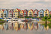 Hafen und Häuser in Greifswald in Vorpommern
